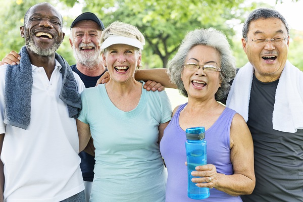 Group of older people exercising